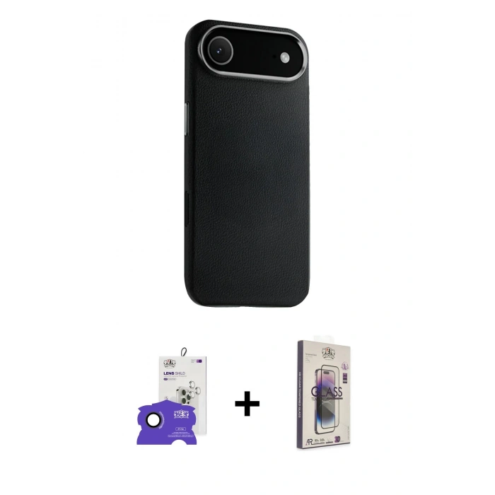 MARSİLYAN™- iPhone 17 Air Kılıf Zirve Modern Prime - Siyah Bilvis 3D Cam Ekran Koruyucu + Bilvis Titan Kamera Lens - SH