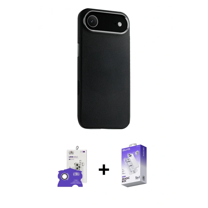 MARSİLYAN™- iPhone 17 Air Kılıf Zirve Modern Prime - Siyah Bilvis 5in1 3D Magic Cam Ekran Koruyucu + Bilvis Titan Kamera Lens - GS