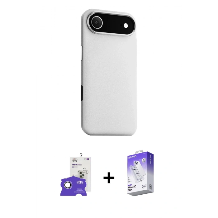 MARSİLYAN™- iPhone 17 Air Kılıf Zirve Modern Prime - Siyah Bilvis 5in1 3D Magic Cam Ekran Koruyucu + Bilvis Titan Kamera Lens - GS