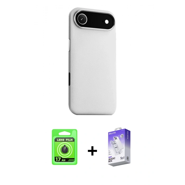 MARSİLYAN™- iPhone 17 Air Kılıf Zirve Modern Prime - Siyah Bilvis 5in1 3D Magic Cam Ekran Koruyucu + Raze Metal Kamera Lens - SH