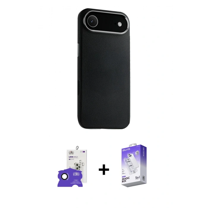 MARSİLYAN™- iPhone 17 Air Kılıf Zirve Modern Prime - Siyah Bilvis 5in1 3D Magic Cam Ekran Koruyucu + Bilvis Titan Kamera Lens - SH