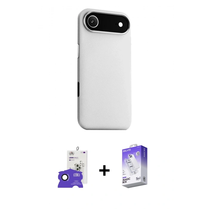 MARSİLYAN™- iPhone 17 Air Kılıf Zirve Modern Prime - Siyah Bilvis 5in1 3D Magic Cam Ekran Koruyucu + Bilvis Titan Kamera Lens - SH
