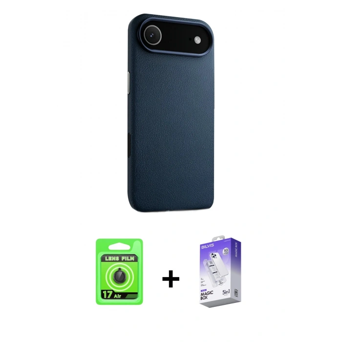 MARSİLYAN™- iPhone 17 Air Kılıf Zirve Modern Prime - Siyah Bilvis 5in1 3D Magic Cam Ekran Koruyucu + Raze Metal Kamera Lens - SH