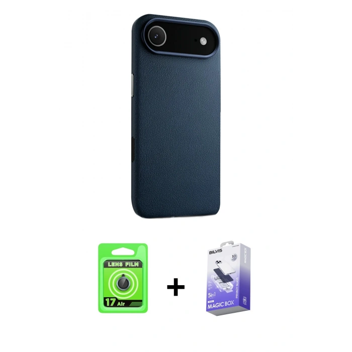MARSİLYAN™- iPhone 17 Air Kılıf Zirve Modern Prime - Siyah Bilvis 5in1 5D Magic Hayalet Cam Ekran Koruyucu + Raze Metal Kamera Lens - MI