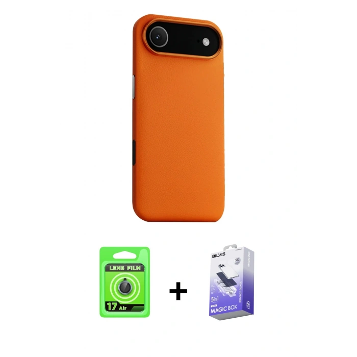 MARSİLYAN™- iPhone 17 Air Kılıf Zirve Modern Prime - Siyah Bilvis 5in1 5D Magic Hayalet Cam Ekran Koruyucu + Raze Metal Kamera Lens - MI
