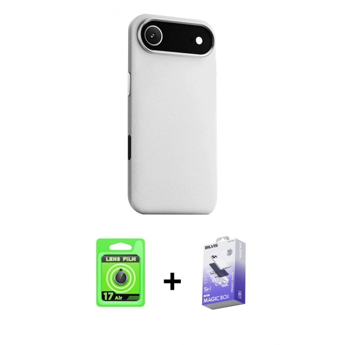 MARSİLYAN™- iPhone 17 Air Kılıf Zirve Modern Prime - Siyah Bilvis 5in1 5D Magic Hayalet Cam Ekran Koruyucu + Raze Metal Kamera Lens - MI