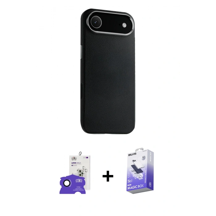 MARSİLYAN™- iPhone 17 Air Kılıf Zirve Modern Prime - Siyah Bilvis 5in1 5D Magic Hayalet Cam Ekran Koruyucu + Bilvis Titan Kamera Lens - LT