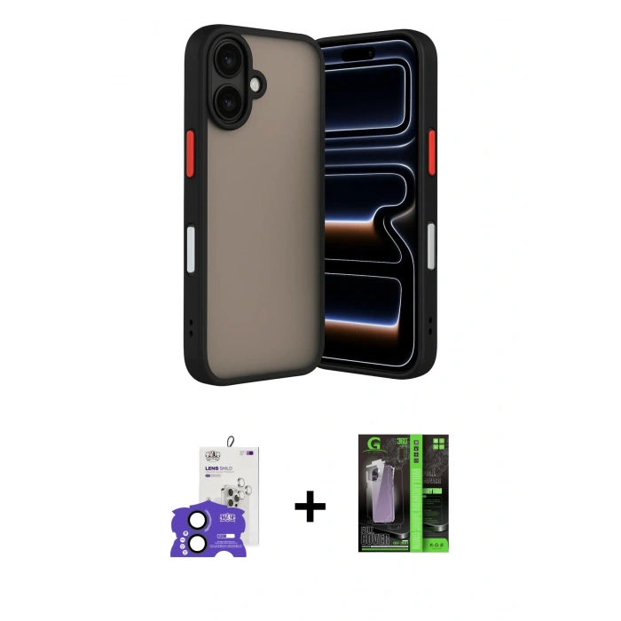 MARSİLYAN™- iPhone 17 Kılıf Ahenk Çizgi Serisi - Şeffaf 360 Full Body Arka Koruyucu + Bilvis Titan Kamera Lens - SH