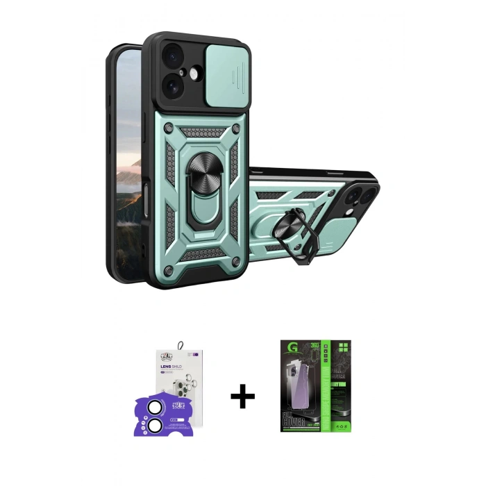 MARSİLYAN™- iPhone 17 Kılıf Ahenk Klasik - Şeffaf 360 Full Body Arka Koruyucu + Bilvis Titan Kamera Lens - AKMI