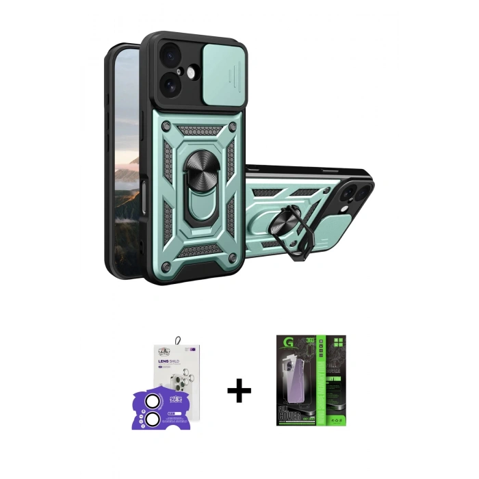MARSİLYAN™- iPhone 17 Kılıf Ahenk Klasik - Siyah 360 Mat Full Body Arka Koruyucu + Bilvis Titan Kamera Lens - LA