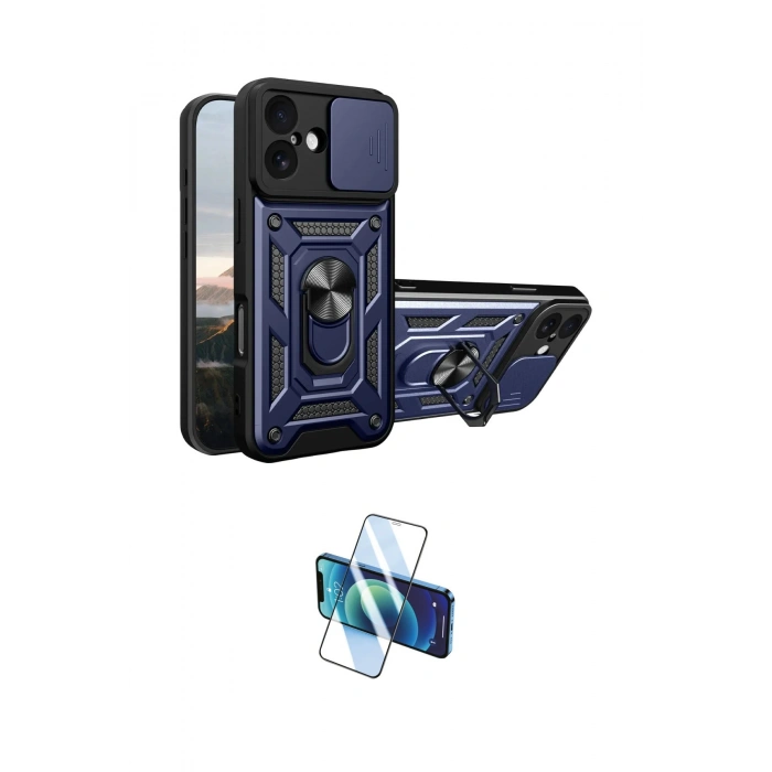 MARSİLYAN™- iPhone 17 Kılıf Ahenk Klasik - Siyah 3D Antistatik Cam Ekran Koruyucu
