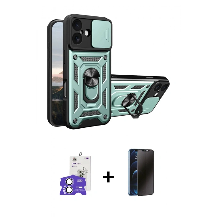 MARSİLYAN™- iPhone 17 Kılıf Ahenk Klasik - Siyah 3D Antistatik Hayalet Cam Ekran Koruyucu + Bilvis Titan Kamera Lens - GS