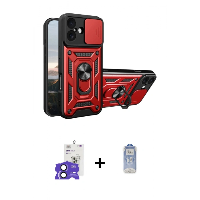 MARSİLYAN™- iPhone 17 Kılıf Ahenk Klasik - Siyah Joko Magic 5D Cam + Bilvis Titan Kamera Lens - SH
