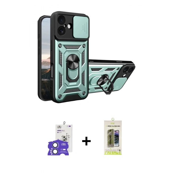 MARSİLYAN™- iPhone 17 Kılıf Ahenk Klasik - Siyah Joko Magic 5D Hayalet Cam + Bilvis Titan Kamera Lens - AKMI