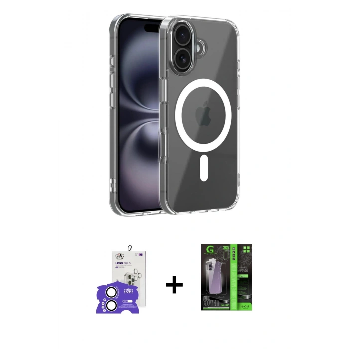 MARSİLYAN™- iPhone 17 Kılıf Ahenk Minimal Serisi - Siyah 360 Mat Full Body Arka Koruyucu + Bilvis Titan Kamera Lens - GS
