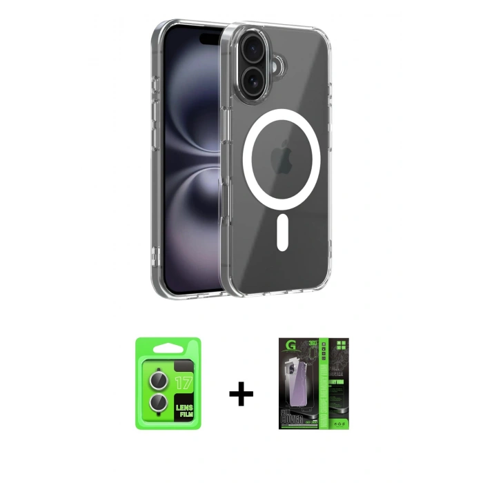 MARSİLYAN™- iPhone 17 Kılıf Ahenk Minimal Serisi - Siyah 360 Mat Full Body Arka Koruyucu + Raze Metal Kamera Lens - GS
