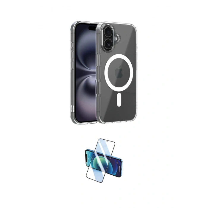 MARSİLYAN™- iPhone 17 Kılıf Ahenk Minimal Serisi - Siyah 3D Antistatik Cam Ekran Koruyucu