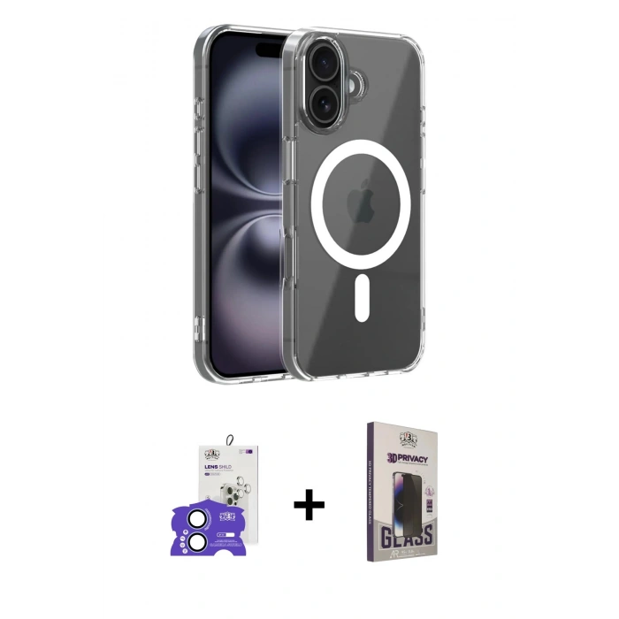 MARSİLYAN™- iPhone 17 Kılıf Ahenk Minimal Serisi - Siyah Bilvis Hayalet Cam Ekran Koruyucu + Bilvis Titan Kamera Lens - AKMI