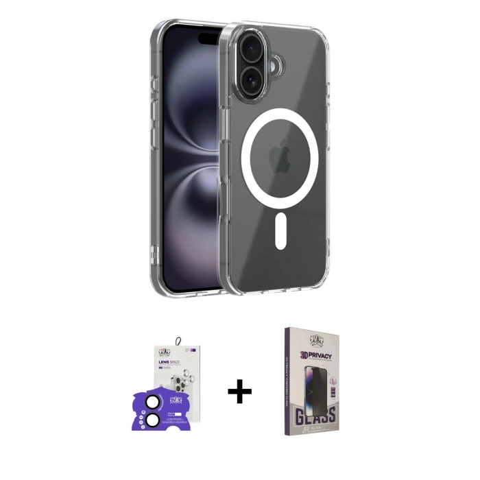 MARSİLYAN™- iPhone 17 Kılıf Ahenk Minimal Serisi - Siyah Bilvis Hayalet Cam Ekran Koruyucu + Bilvis Titan Kamera Lens - SH