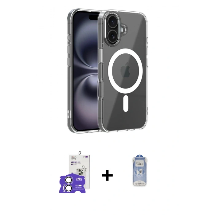MARSİLYAN™- iPhone 17 Kılıf Ahenk Minimal Serisi - Siyah Joko Magic 5D Cam + Bilvis Titan Kamera Lens - GS