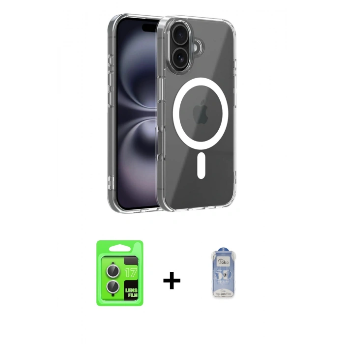 MARSİLYAN™- iPhone 17 Kılıf Ahenk Minimal Serisi - Siyah Joko Magic 5D Cam + Raze Metal Kamera Lens - GS
