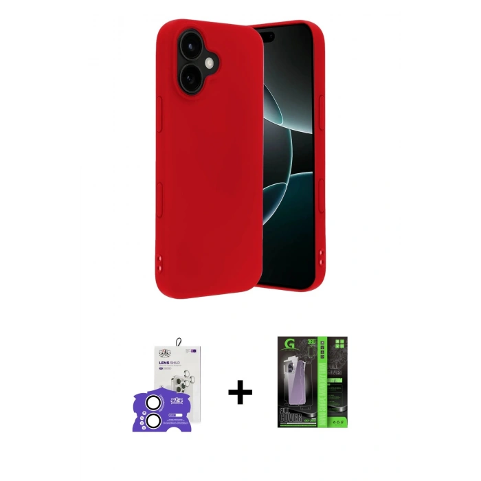 MARSİLYAN™- iPhone 17 Kılıf Ahenk Serisi - Siyah 360 Mat Full Body Arka Koruyucu + Bilvis Titan Kamera Lens - GS