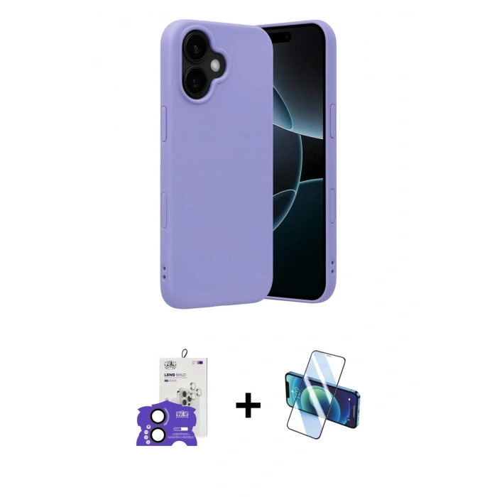 MARSİLYAN™- iPhone 17 Kılıf Ahenk Serisi - Siyah 3D Antistatik Cam Ekran Koruyucu + Bilvis Titan Kamera Lens - SH