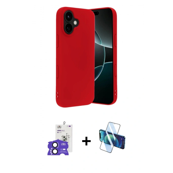 MARSİLYAN™- iPhone 17 Kılıf Ahenk Serisi - Siyah 3D Antistatik Cam Ekran Koruyucu + Bilvis Titan Kamera Lens - SH