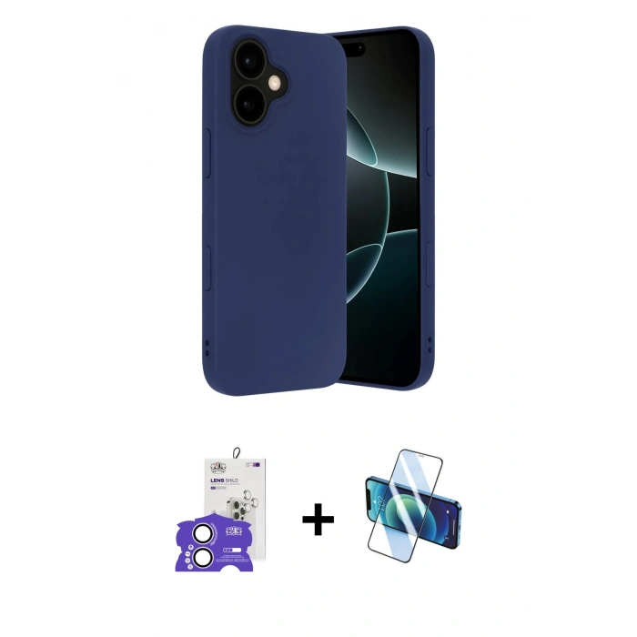 MARSİLYAN™- iPhone 17 Kılıf Ahenk Serisi - Siyah 3D Antistatik Seramik Nano Ekran Koruyucu + Bilvis Titan Kamera Lens - LA