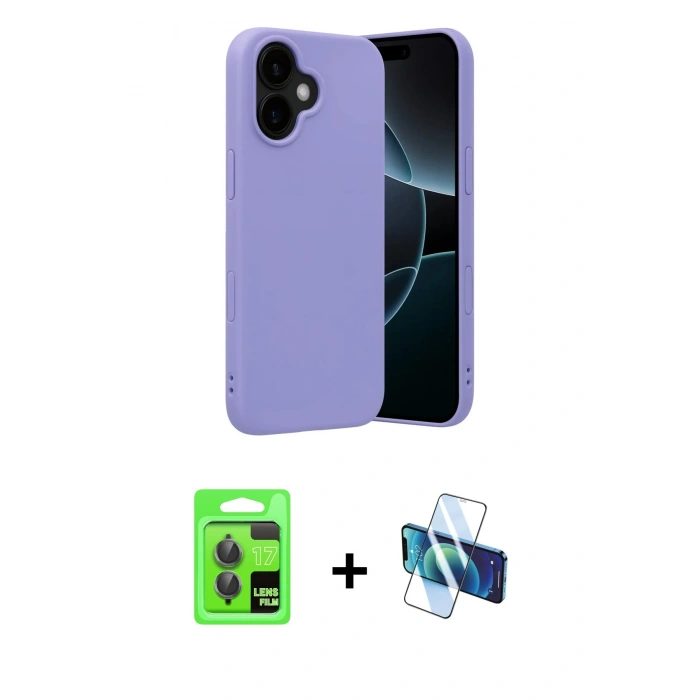 MARSİLYAN™- iPhone 17 Kılıf Ahenk Serisi - Siyah 3D Antistatik Seramik Nano Ekran Koruyucu + Raze Metal Kamera Lens - GI