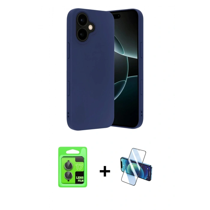 MARSİLYAN™- iPhone 17 Kılıf Ahenk Serisi - Siyah 3D Antistatik Seramik Nano Ekran Koruyucu + Raze Metal Kamera Lens - GI