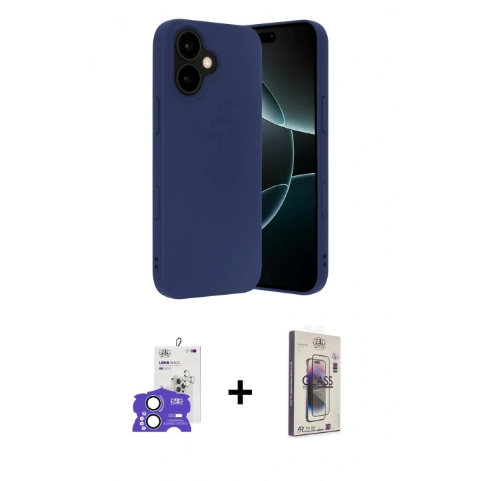 MARSİLYAN™- iPhone 17 Kılıf Ahenk Serisi - Siyah Bilvis 3D Cam Ekran Koruyucu + Bilvis Titan Kamera Lens - AKMI