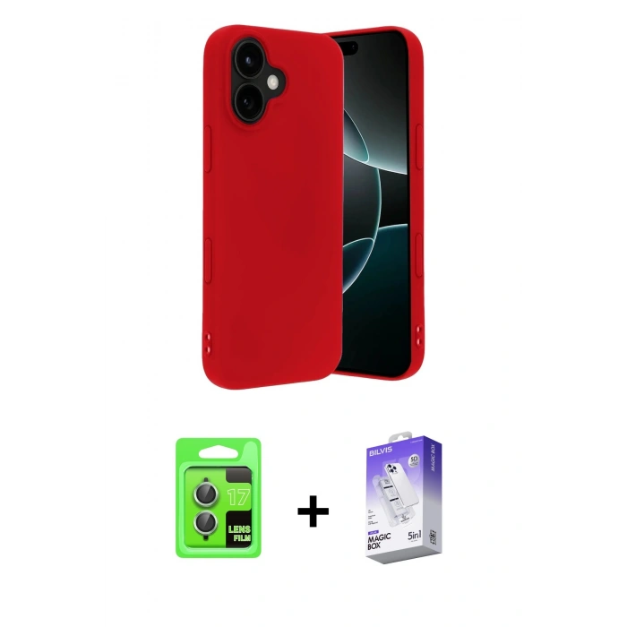 MARSİLYAN™- iPhone 17 Kılıf Ahenk Serisi - Siyah Bilvis 5in1 3D Magic Cam Ekran Koruyucu + Raze Metal Kamera Lens - AKYL