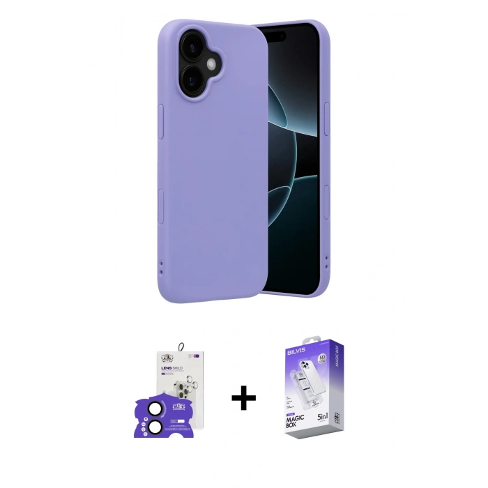 MARSİLYAN™- iPhone 17 Kılıf Ahenk Serisi - Siyah Bilvis 5in1 3D Magic Cam Ekran Koruyucu + Bilvis Titan Kamera Lens - SH