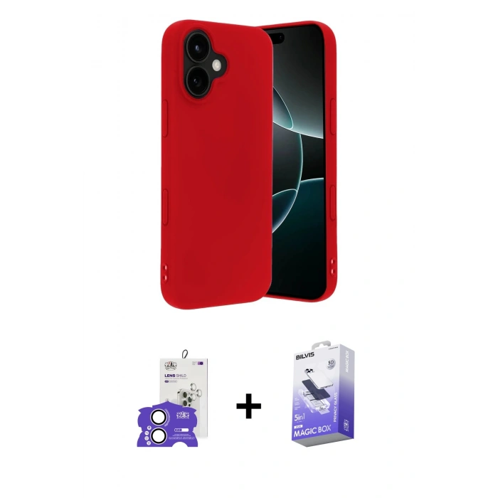 MARSİLYAN™- iPhone 17 Kılıf Ahenk Serisi - Siyah Bilvis 5in1 5D Magic Hayalet Cam Ekran Koruyucu + Bilvis Titan Kamera Lens - LA