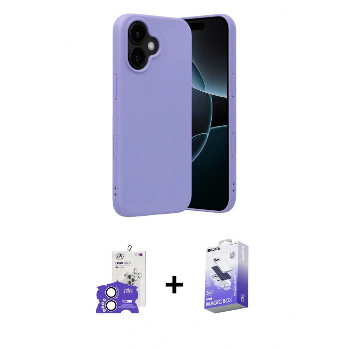 MARSİLYAN™- iPhone 17 Kılıf Ahenk Serisi - Siyah Bilvis 5in1 5D Magic Hayalet Cam Ekran Koruyucu + Bilvis Titan Kamera Lens - LA