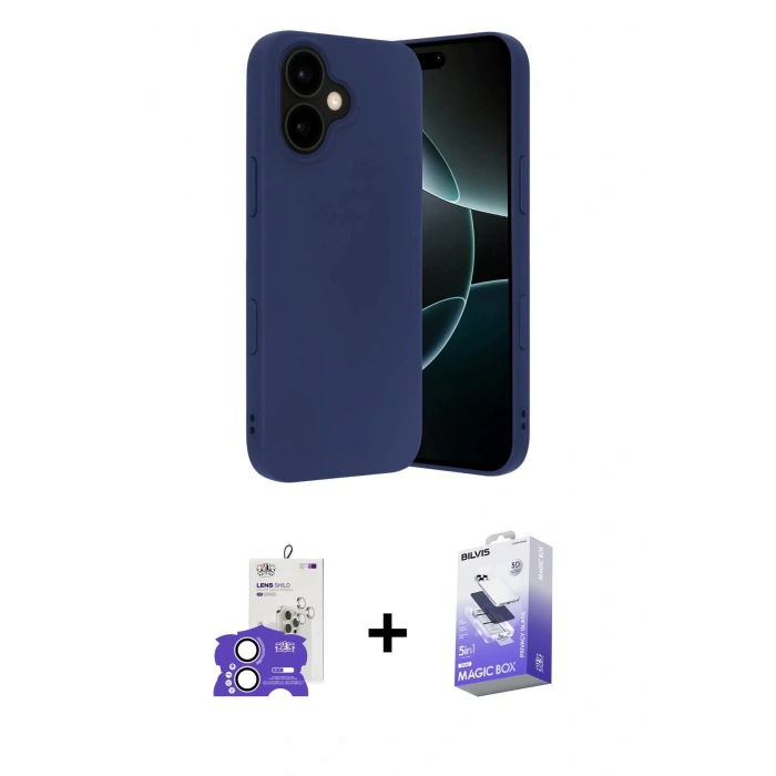 MARSİLYAN™- iPhone 17 Kılıf Ahenk Serisi - Siyah Bilvis 5in1 5D Magic Hayalet Cam Ekran Koruyucu + Bilvis Titan Kamera Lens - LA