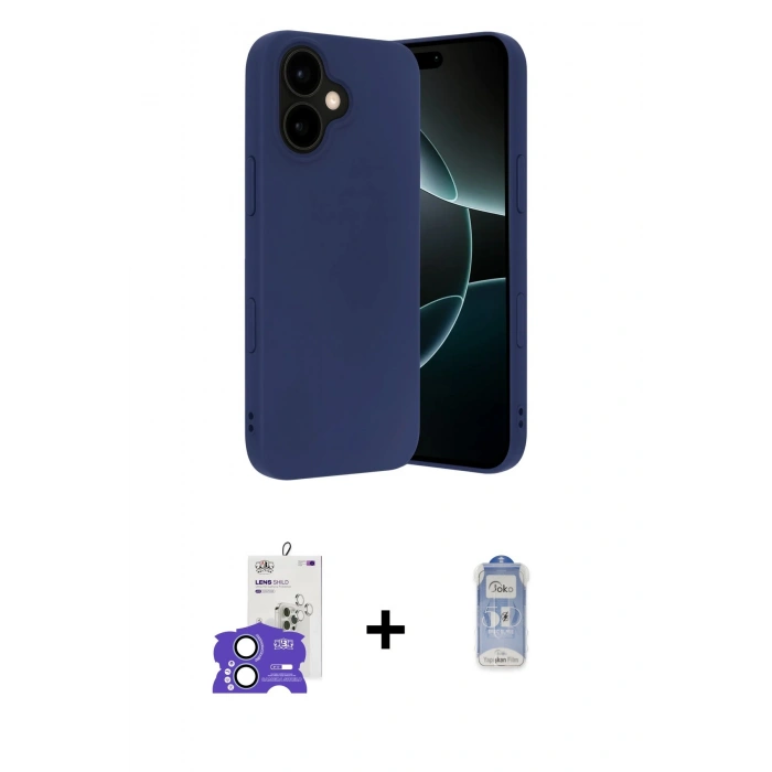 MARSİLYAN™- iPhone 17 Kılıf Ahenk Serisi - Siyah Joko Magic 5D Cam + Bilvis Titan Kamera Lens - AKMI
