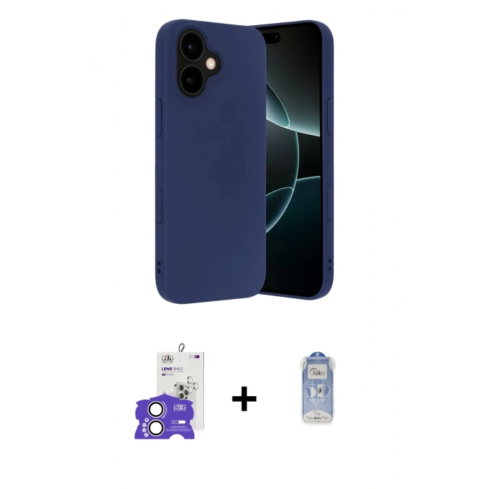 MARSİLYAN™- iPhone 17 Kılıf Ahenk Serisi - Siyah Joko Magic 5D Cam + Bilvis Titan Kamera Lens - GS