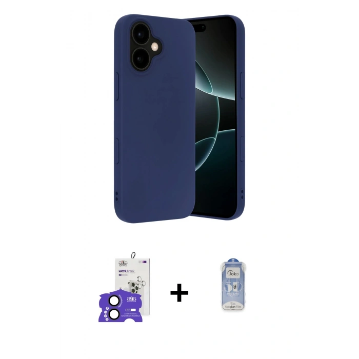 MARSİLYAN™- iPhone 17 Kılıf Ahenk Serisi - Siyah Joko Magic 5D Cam + Bilvis Titan Kamera Lens - SH