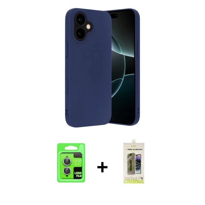 MARSİLYAN™- iPhone 17 Kılıf Ahenk Serisi - Siyah Joko Magic 5D Hayalet Cam + Raze Metal Kamera Lens - AKMI