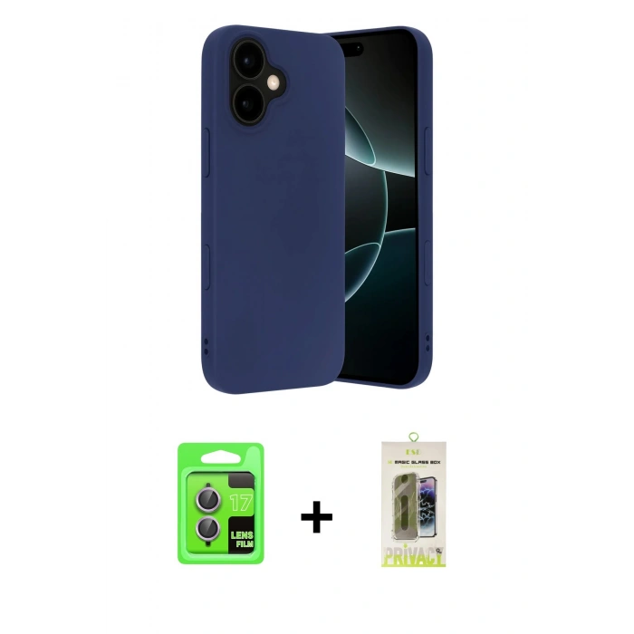 MARSİLYAN™- iPhone 17 Kılıf Ahenk Serisi - Siyah Joko Magic 5D Hayalet Cam + Raze Metal Kamera Lens - AKMR