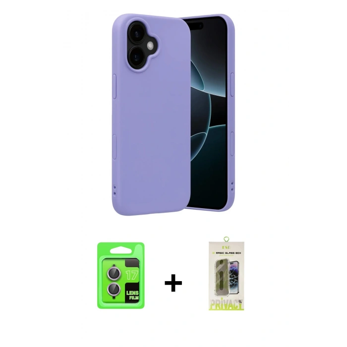 MARSİLYAN™- iPhone 17 Kılıf Ahenk Serisi - Siyah Joko Magic 5D Hayalet Cam + Raze Metal Kamera Lens - AKMR