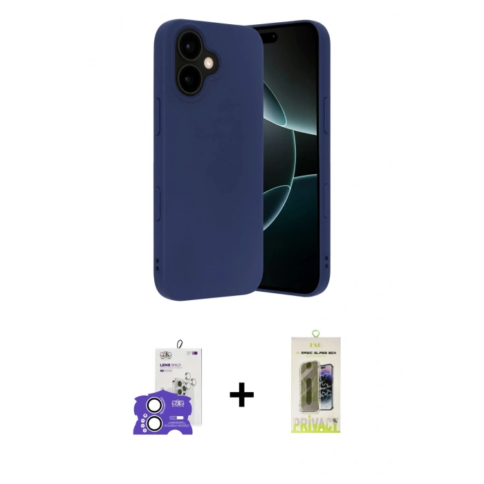 MARSİLYAN™- iPhone 17 Kılıf Ahenk Serisi - Siyah Joko Magic 5D Hayalet Cam + Bilvis Titan Kamera Lens - GS