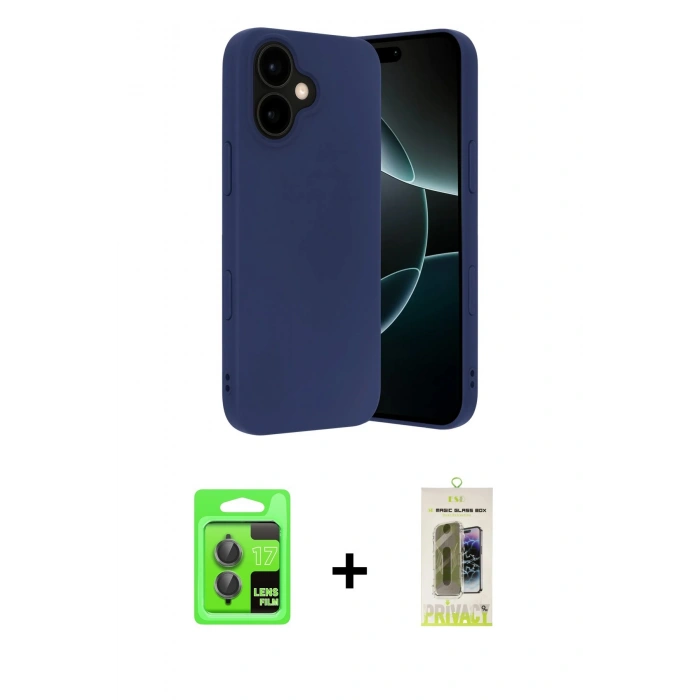 MARSİLYAN™- iPhone 17 Kılıf Ahenk Serisi - Siyah Joko Magic 5D Hayalet Cam + Raze Metal Kamera Lens - GI