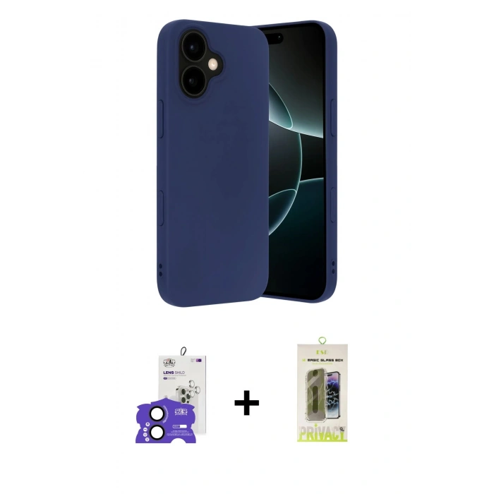 MARSİLYAN™- iPhone 17 Kılıf Ahenk Serisi - Siyah Joko Magic 5D Hayalet Cam + Bilvis Titan Kamera Lens - SH