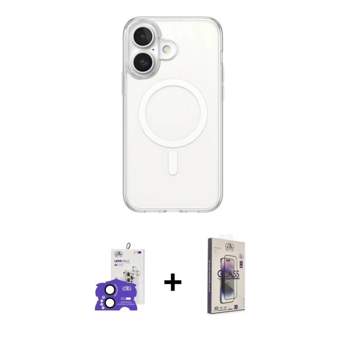 MARSİLYAN™- iPhone 17 Kılıf Ahenk Yansıma Prime - Siyah Bilvis 3D Cam Ekran Koruyucu + Bilvis Titan Kamera Lens - SH