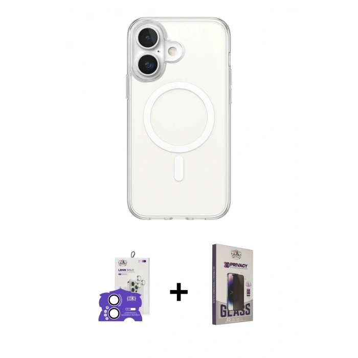 MARSİLYAN™- iPhone 17 Kılıf Ahenk Yansıma Prime - Siyah Bilvis Hayalet Cam Ekran Koruyucu + Bilvis Titan Kamera Lens - LA