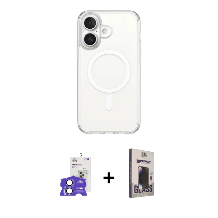 MARSİLYAN™- iPhone 17 Kılıf Ahenk Yansıma Prime - Siyah Bilvis Hayalet Cam Ekran Koruyucu + Bilvis Titan Kamera Lens - AKMI