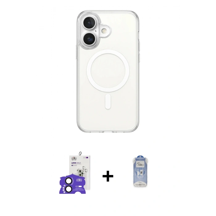 MARSİLYAN™- iPhone 17 Kılıf Ahenk Yansıma Prime - Siyah Joko Magic 5D Cam + Bilvis Titan Kamera Lens - SH